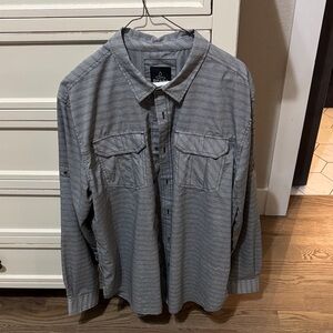 Prana Gray Plaid Button-Up Shirt